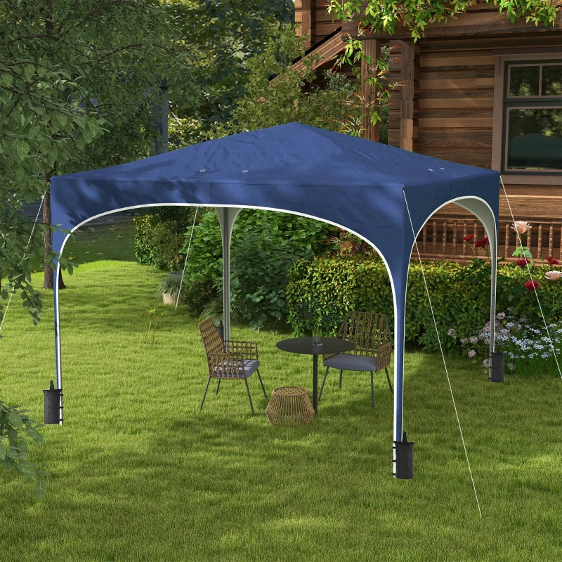 Outsunny Faltpavillon, höhenverstellbar, Metallstützen, robuste Plane, inkl. Tragetasche, 2,95 x 2,95 x 2,55m, Dunkelblau