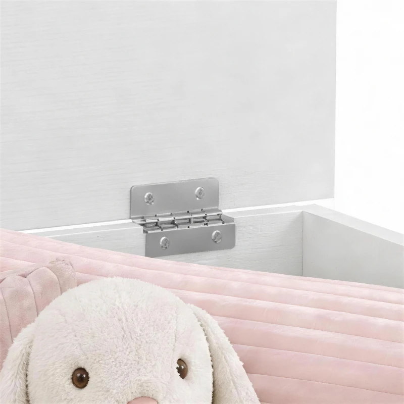 HOMCOM 127L Home Storage Box, with Safety Hinges - White Wood-Effect