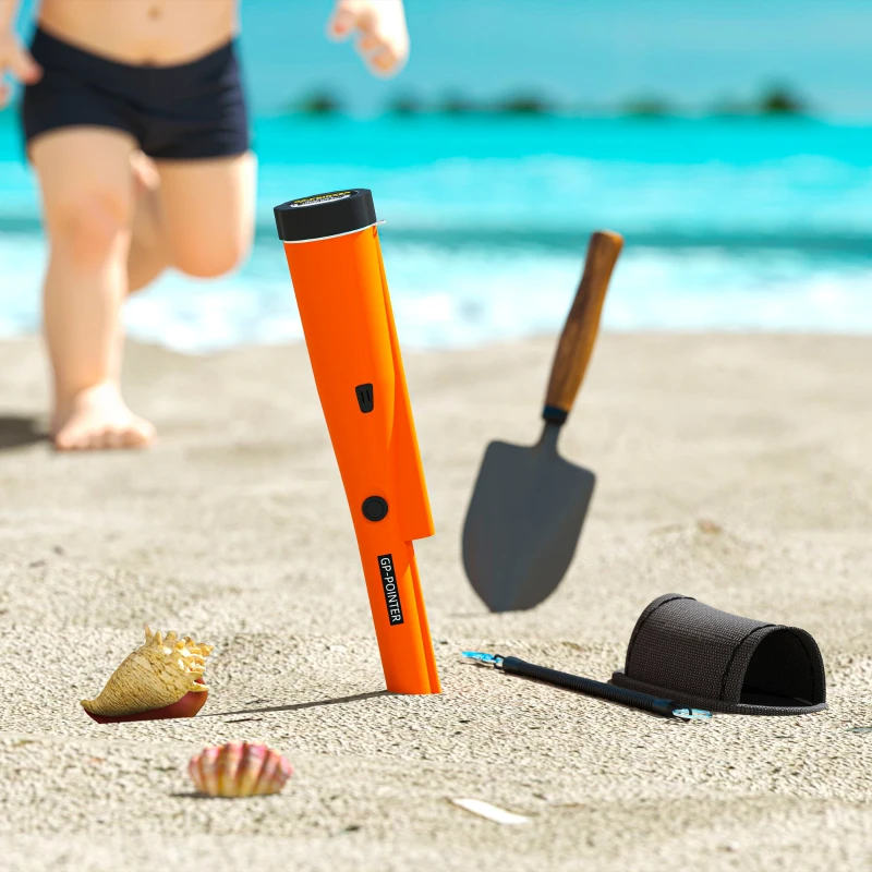 Outsunny Metalldetektor für Erwachsene, Tragbar Ortungsgerät mit LED Indicator, Wasserdicht Schnurlos Metallsuchgerät Orange