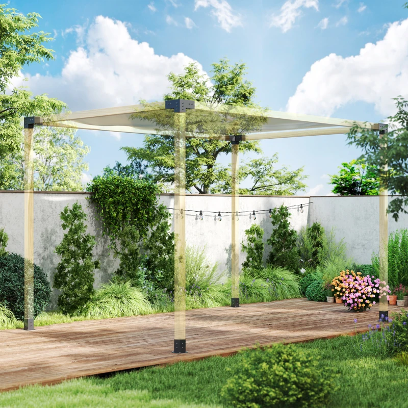 Outsunny Pergola Kit, DIY Pergola Brackets with 3-Way Pergola Corner Brackets and Post Base for 92mm Lumber