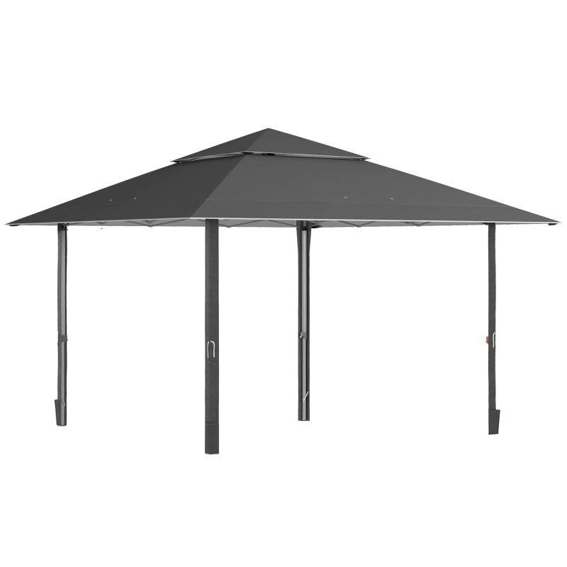Outsunny 4 x 4m Pop-up Gazebo with Double Roof Canopy Tent, UV Proof, Includes Roller Bag & Adjustable Legs for Outdoor Party, Steel Frame, Dark Grey