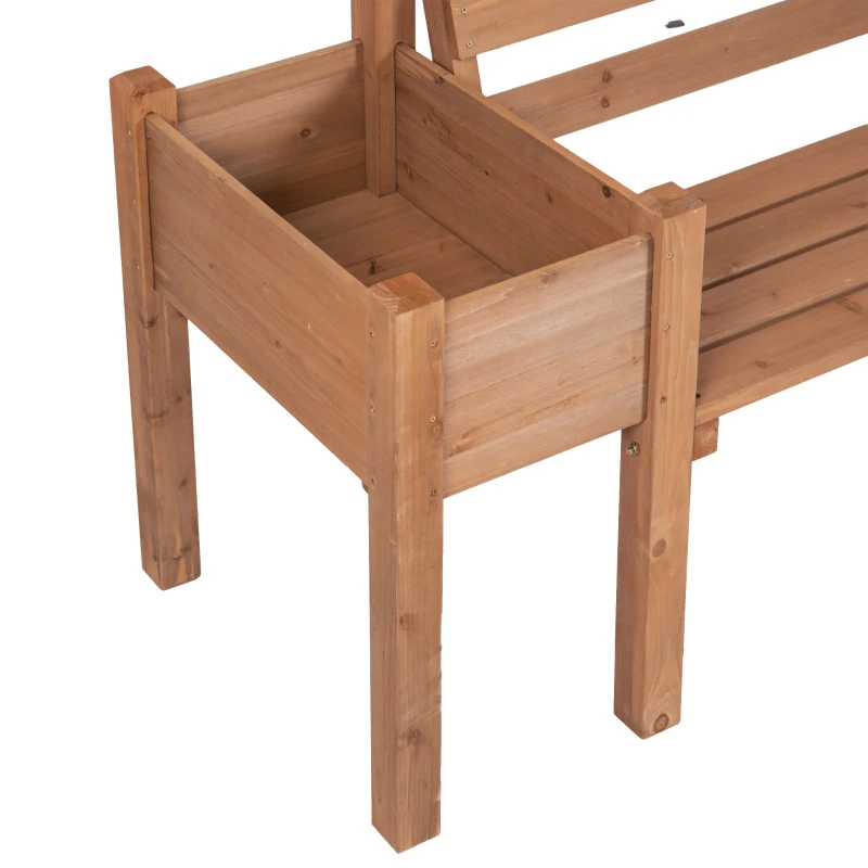 Outsunny Tuinbank, 2-Zits Bank, inclusief plantenbakken, hout, 184 cm x 59 cm x 95 cm, Bruin