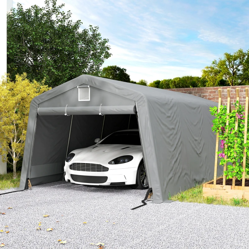 Outsunny Tente garage carport dim. 6,2L x 3,3l x 2,4H m acier galvanisé robuste PE haute densité 150 g/m² imperméable anti-UV(m-10)