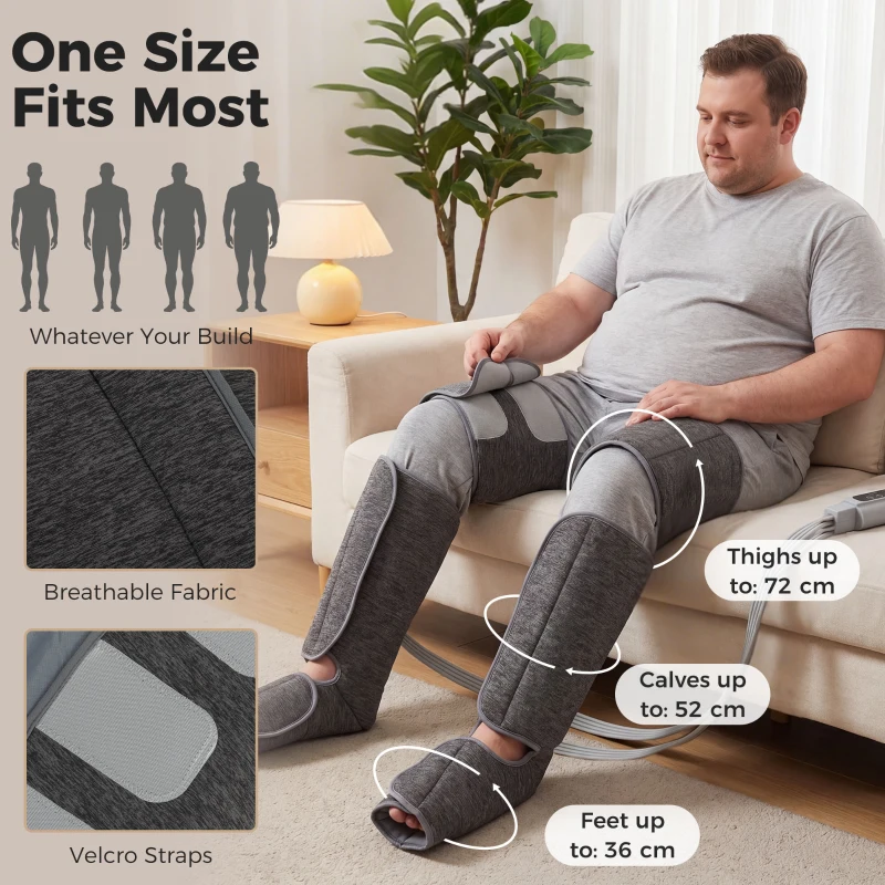 HOMCOM Leg Massager with Heat, Compression, 3 Auto Modes & 3 Intensities,  Foot and Calf Massage Machine