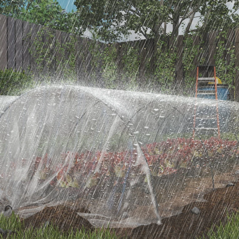 Outsunny Kasafdekking van Kunststof, Zeil voor het Afdekken van Planten, UV-bestendig, Waterdicht, 7 x 8 m