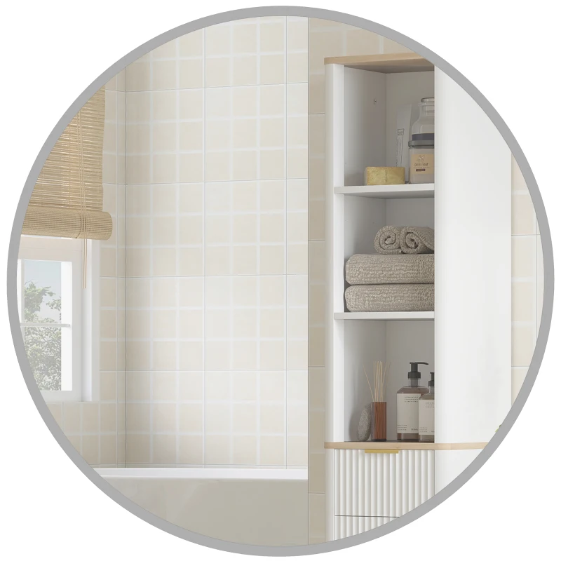 HOMCOM Oglindă de perete, design modern, 61 x 61 cm, argintiu