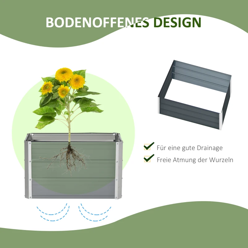 Outsunny Verhoogd Bed Stalen Tuinbed Planter Planter Handschoenen