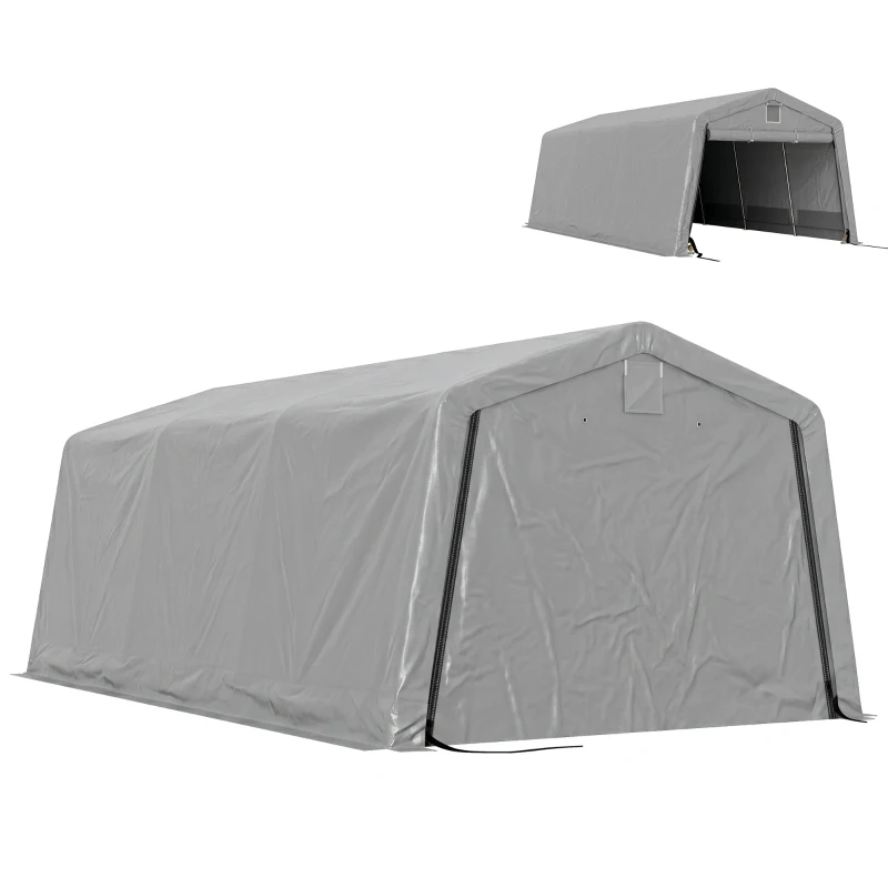 Outsunny Tente garage carport dim. 6,2L x 3,3l x 2,4H m acier galvanisé robuste PE haute densité 150 g/m² imperméable anti-UV(m-12)