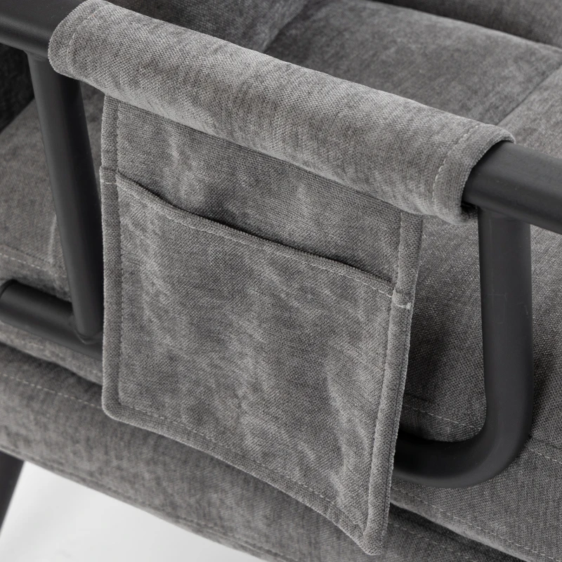 HOMCOM Slaapfauteuil, 3-in-1 opvouwbare chenille eenzitsfauteuil met Click-Clack-rugleuning, grijs