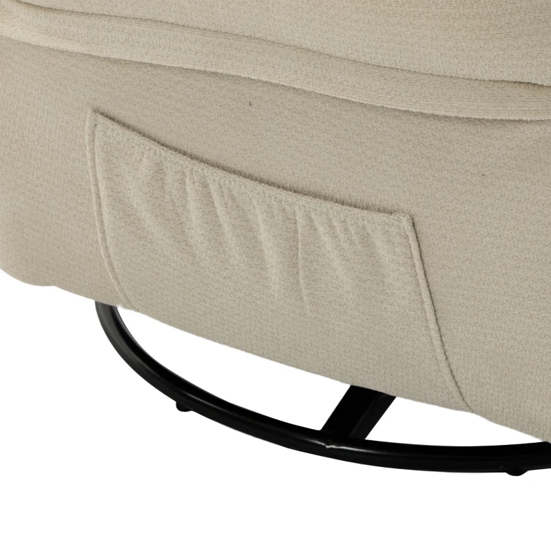 HOMCOM Chenille relaxfauteuil, handmatig verstelbaar, 360° draaibaar en schommelend, met brede zitting en hoge rugleuning, crèmewit