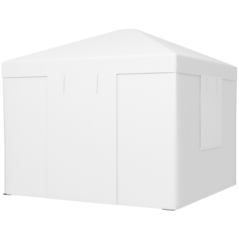 Outsunny Copertura per Gazebo 3x3 m in PE Impermeabile con Porte a Cerniera e Finestre, Bianco