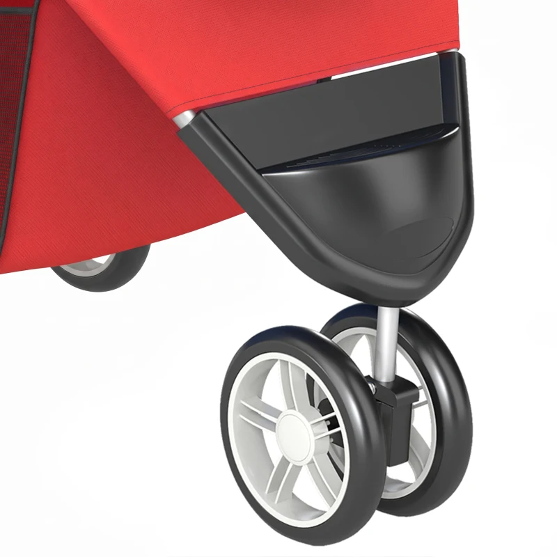 PawHut Hondenbuggy Inklapbaar met Opbergmand, Kussen, Mesh-Ramen en Bekerhouder voor Kleine Honden tot 10 kg Rood