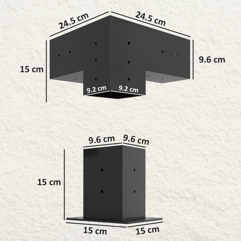 Outsunny Pergola Kit, DIY Pergola Brackets with 3-Way Pergola Corner Brackets and Post Base for 92mm Lumber
