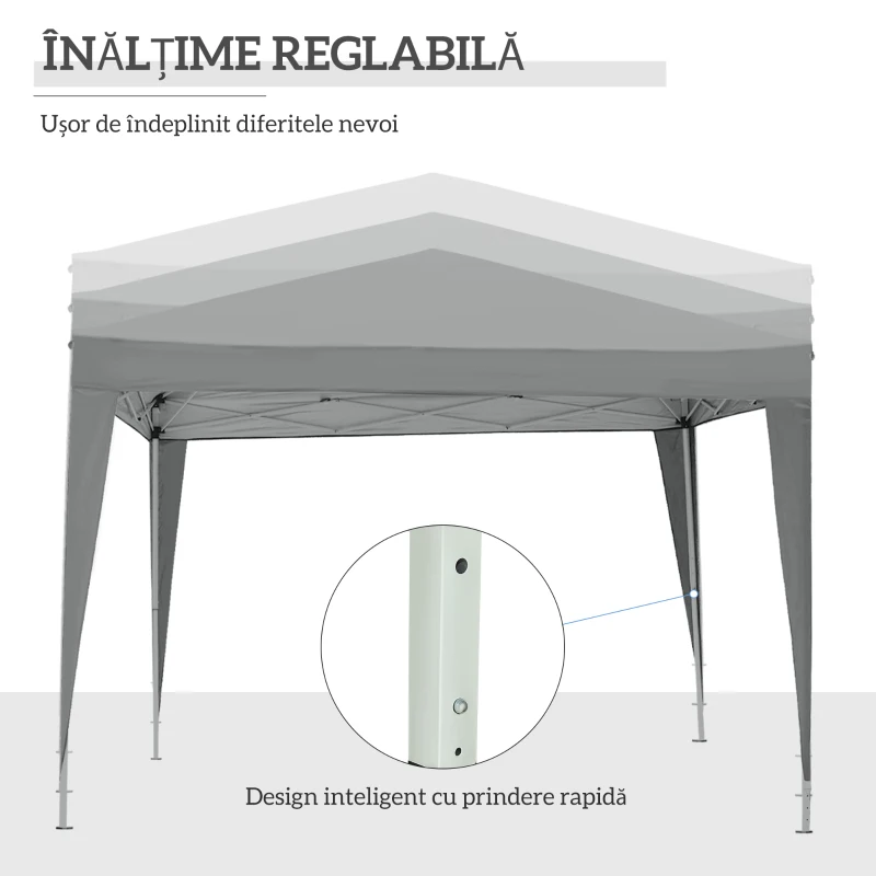 Outsunny Foișor de Exterior 3x3 m Pliabil cu 4 Panouri Laterale, din Oțel și Material Oxford, Gri Deschis