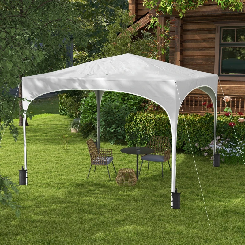 Outsunny Cenador de Jardín Plegable con Altura Ajustable Bolsa de Transporte Impermeable Anti-UV y Bolsas de Arena Blanco