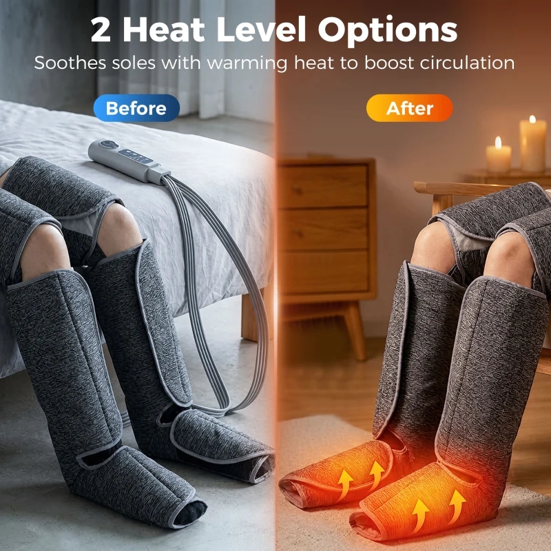 HOMCOM Leg Massager with Heat, Compression, 3 Auto Modes & 3 Intensities,  Foot and Calf Massage Machine