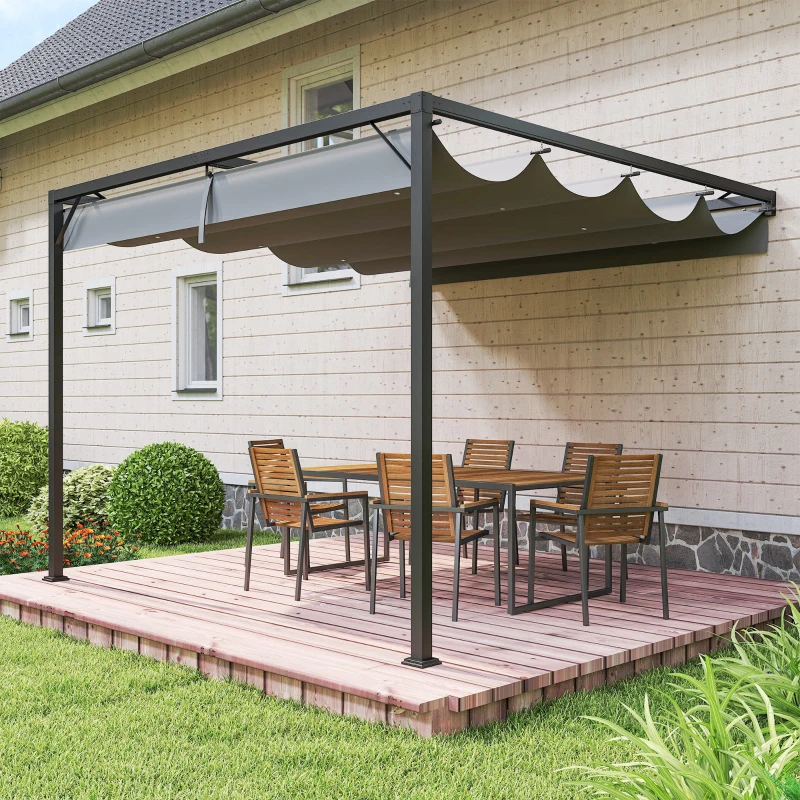 Outsunny 3 x 3 m Pergola, with Sliding Canopy - Grey