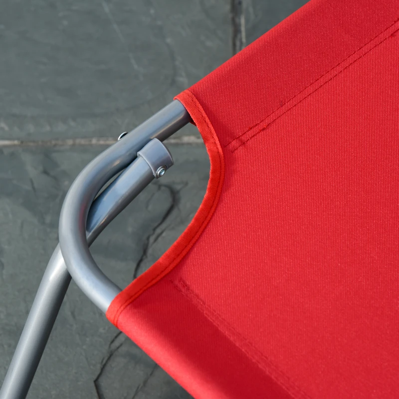 Outsunny Lettino Prendisole Pieghevole con Schienale Reclinabile su 5 Livelli, 187x55x24cm, Rosso