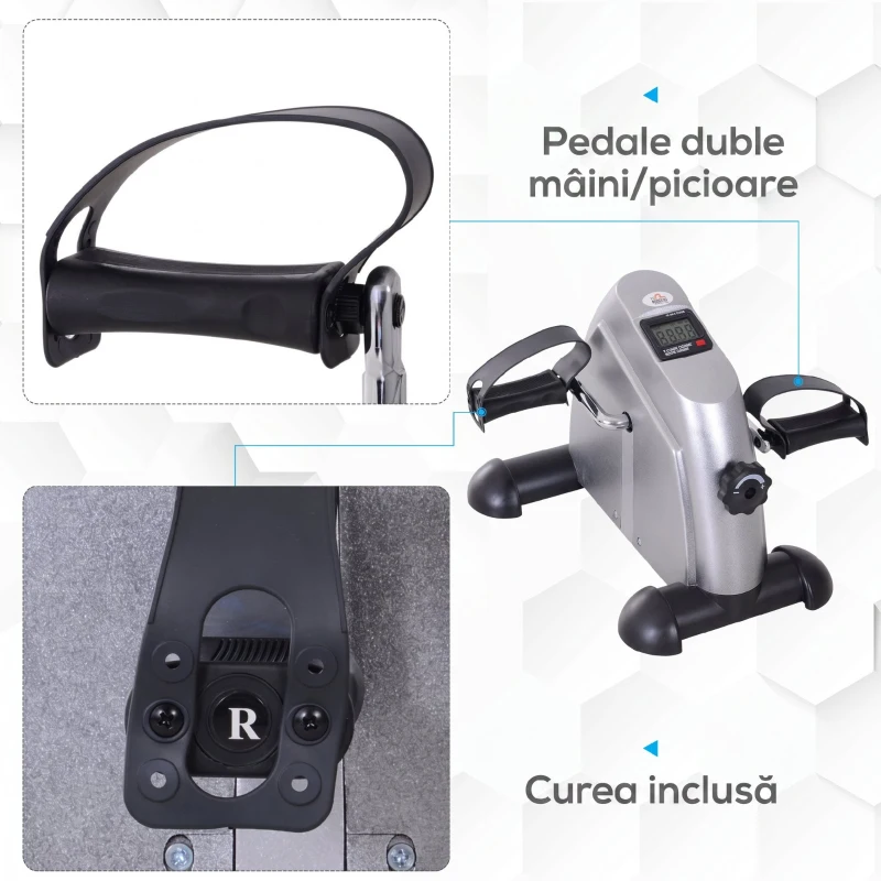 HOMCOM Bicicletă de Exerciții Compactă cu Rezistență Reglabilă și Ecran LCD pentru Antrenament la Domiciliu