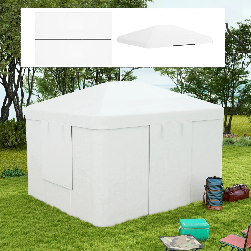 Outsunny Pavillon-Ersatzdach Ersatzvordach, wetterbeständig, 360  x 300 x 270 cm, Weiß