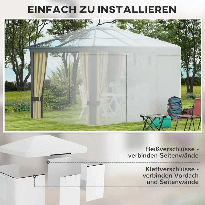 Outsunny Vervangend dak voor paviljoen, vervangende luifel, weerbestendig, 360 x 300 x 270 cm, wit