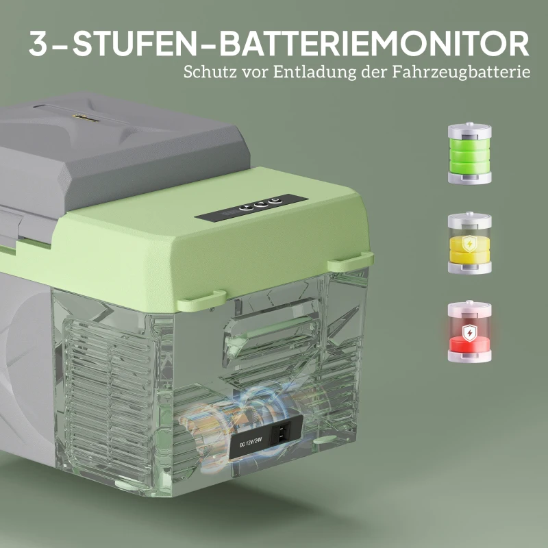 Outsunny 12 liter compressor koelbox elektrische koelbox met aansluiting koelhoudfunctie Grijs+Groen