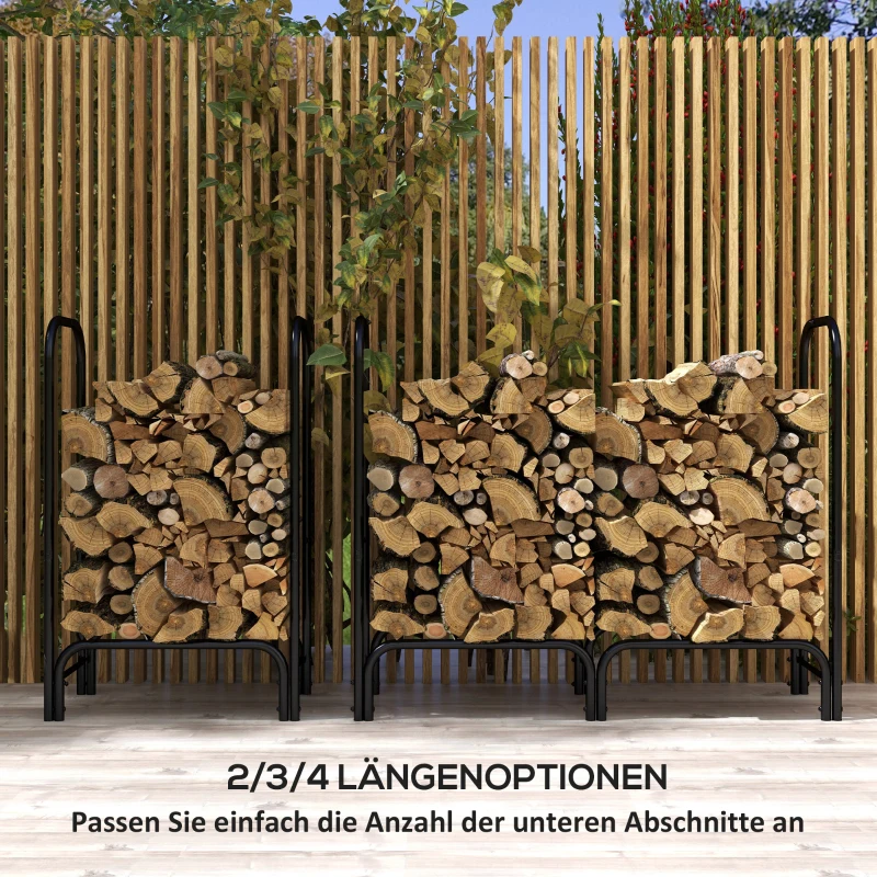 Outsunny Brandhoutrek, 0,33 m³, met Draagtas & Hoes, Metalen frame, tot 150 kg, 120 x 36 x 99 cm, Zwart(m-8)