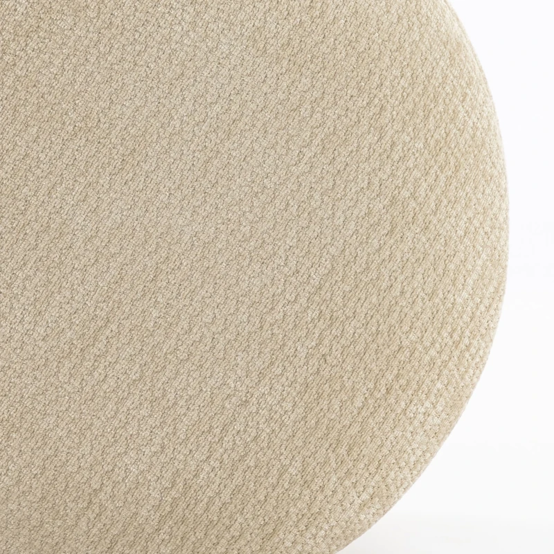 HOMCOM Pouf coffre rangement, tabouret rond en chenille, pouf repose-pieds avec base en métal effet bois, beige