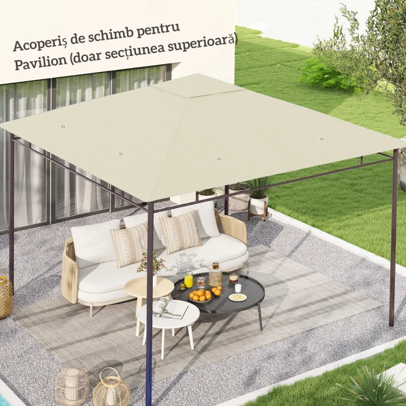 Outsunny Pânză de Înlocuire pentru Acoperiș de Foișor, Husă de Schimb Respirabilă, 3 x 3 m