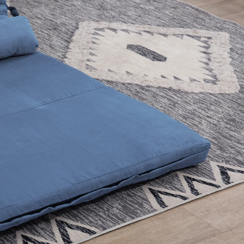 HOMCOM Vloersofa Slaapsofa, opklapbaar, verstelbare rugleuning, 102 cm x 73 cm x 60 cm, Blauw(m-12)