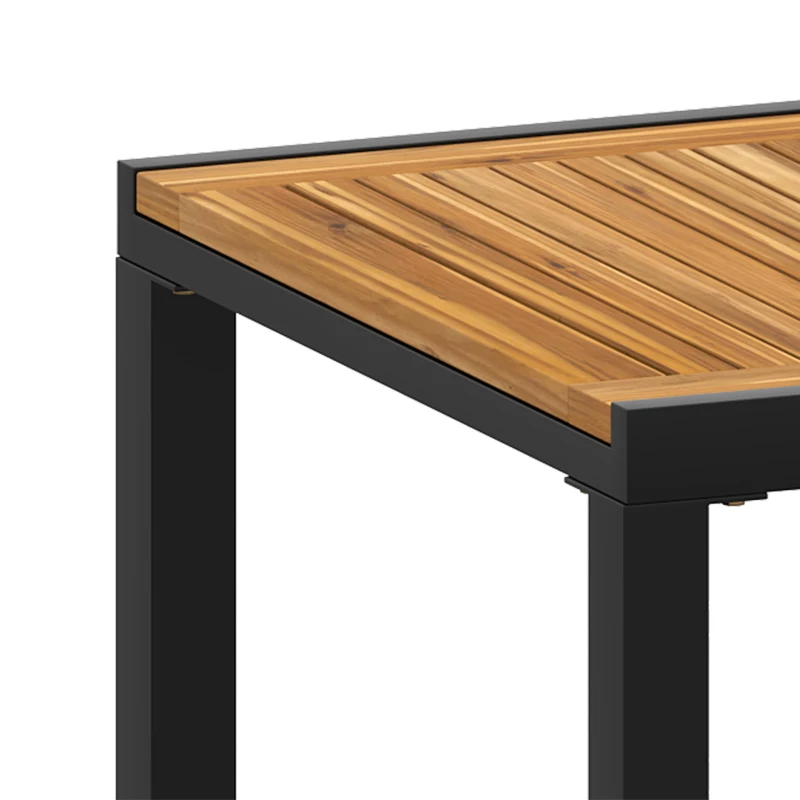 Outsunny Patio Dining Table Expandable Outdoor Dining Table Acacia Wood Top 80-120 cm Natural and Black