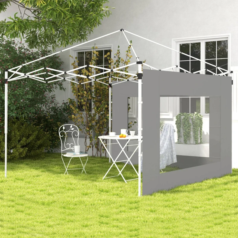 Outsunny Lot de 2 latéraux de tente, barnum 295x195 cm, Parois de remplacement en tissu pour tonnelle de 6x3 ou 3x3 m, gris