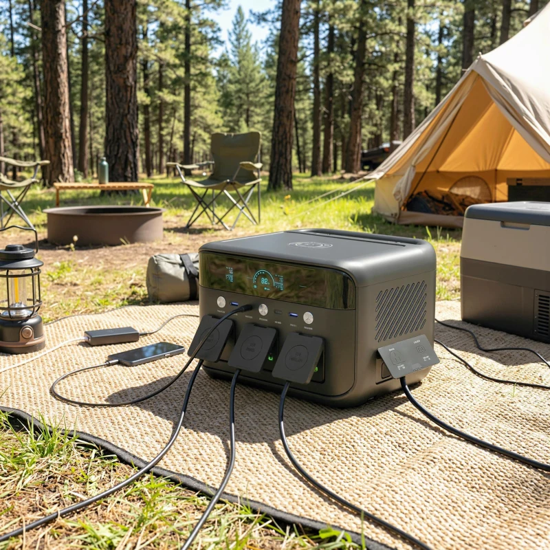 HOMCOM Portable Power Station with LiFePO4 Battery, 1.5H Fast Charge, Camping Power Pack with 600W AC/USB-A & USB-C Output