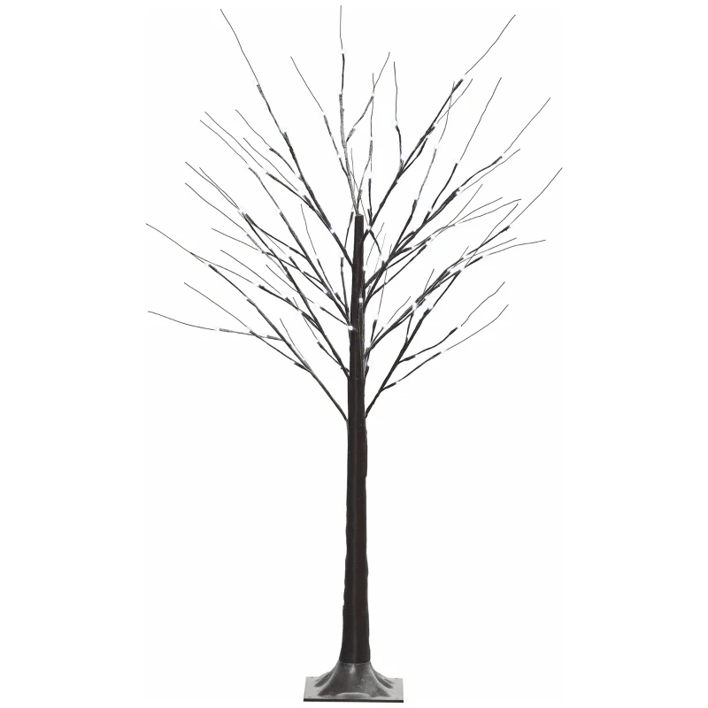 HOMCOM Kunstmatige Berk met LED-verlichting, 96 warmwitte Micro-LEDs, 150 cm, Bruin