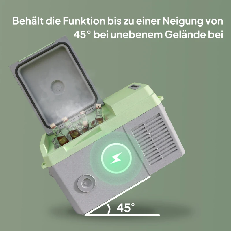 Outsunny 12 liter compressor koelbox elektrische koelbox met aansluiting koelhoudfunctie Grijs+Groen