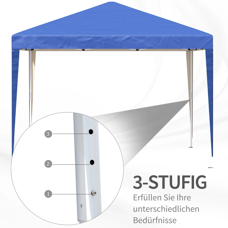 Outsunny Paviljoen, 2,95 x 2,95 m pop-up vouwpaviljoen, tuinpaviljoen, partytent, UV-bescherming, staal+Oxford-stof, Blauw