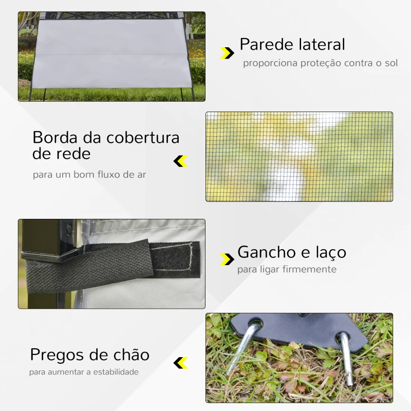 Outsunny Tenda Dobrável 220x220x200 cm com 1 Parede Lateral Bolsa de Transporte Impermeável e Proteção UV50+ para Jardim Pátio Branco