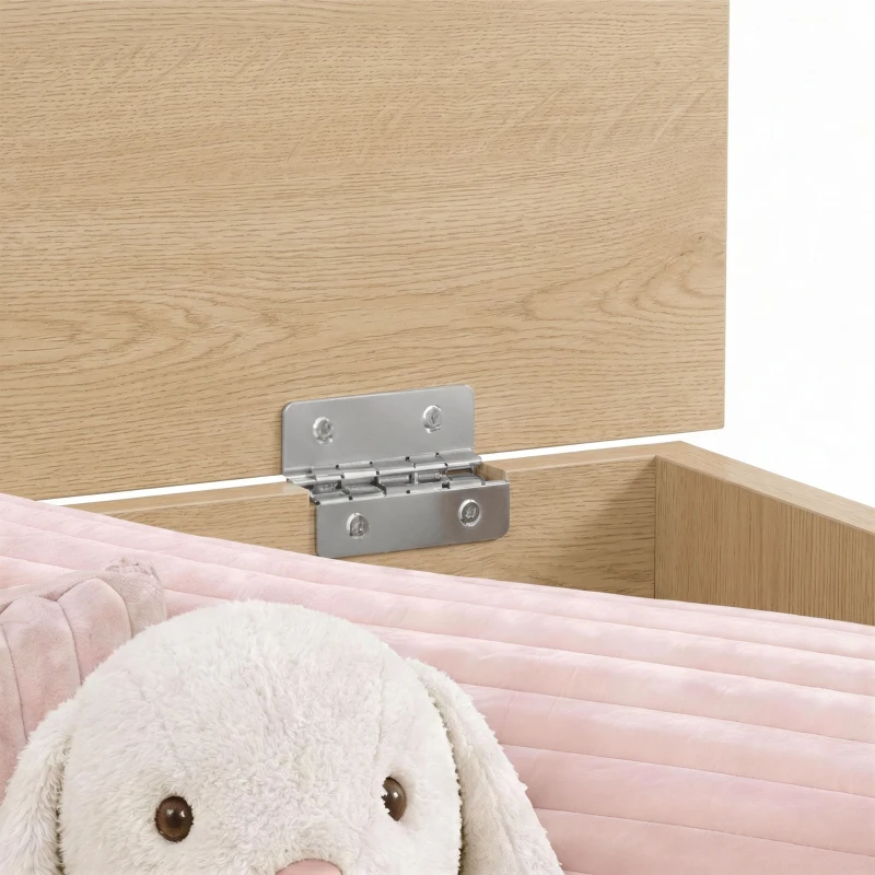 HOMCOM Storage chest, storage bench with flip-top lid and safety hinges, 80 x 40 x 45 cm, natural