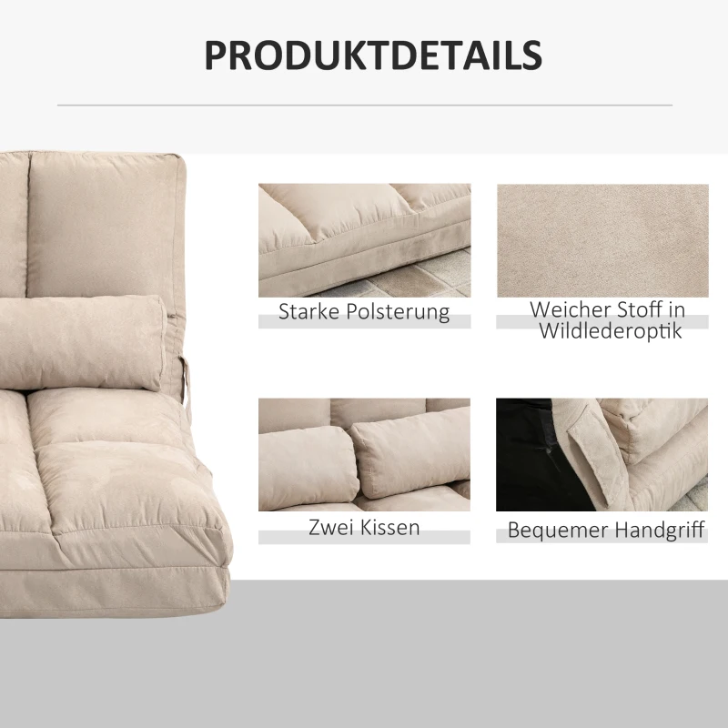 HOMCOM 2-in-1 Vloerstoel met Verstelbare Rugleuning, 102 x 73 x 60 cm, Beige(m-6)