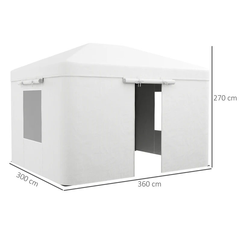 Outsunny Vervangend dak voor paviljoen, vervangende luifel, weerbestendig, 360 x 300 x 270 cm, wit