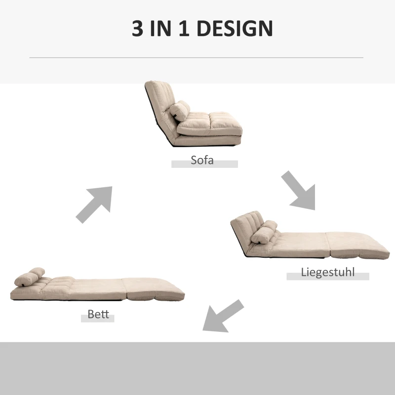 HOMCOM 2-in-1 Vloerstoel met Verstelbare Rugleuning, 102 x 73 x 60 cm, Beige(m-5)