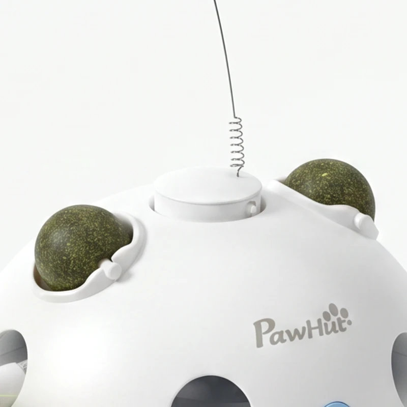 PawHut 4-in-1 Interactive Cat Toys for Indoor Cats Adult with Spinning Butterfly, Shooting Feathers & Catnip Balls