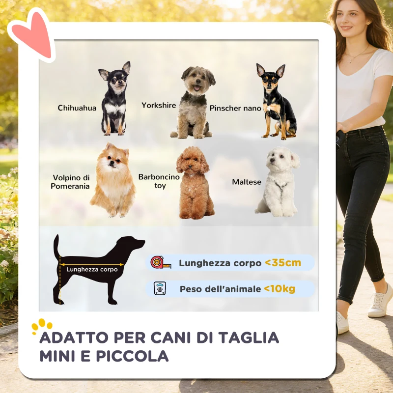 PawHut Passeggino per Cani Pieghevole con Portabicchieri e Cestino, 77x44x102 cm, Grigio Carbone