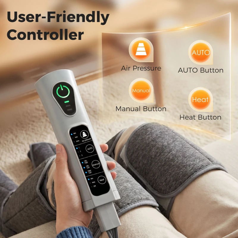 HOMCOM Leg Massager with Heat, Compression, 3 Auto Modes & 3 Intensities,  Foot and Calf Massage Machine