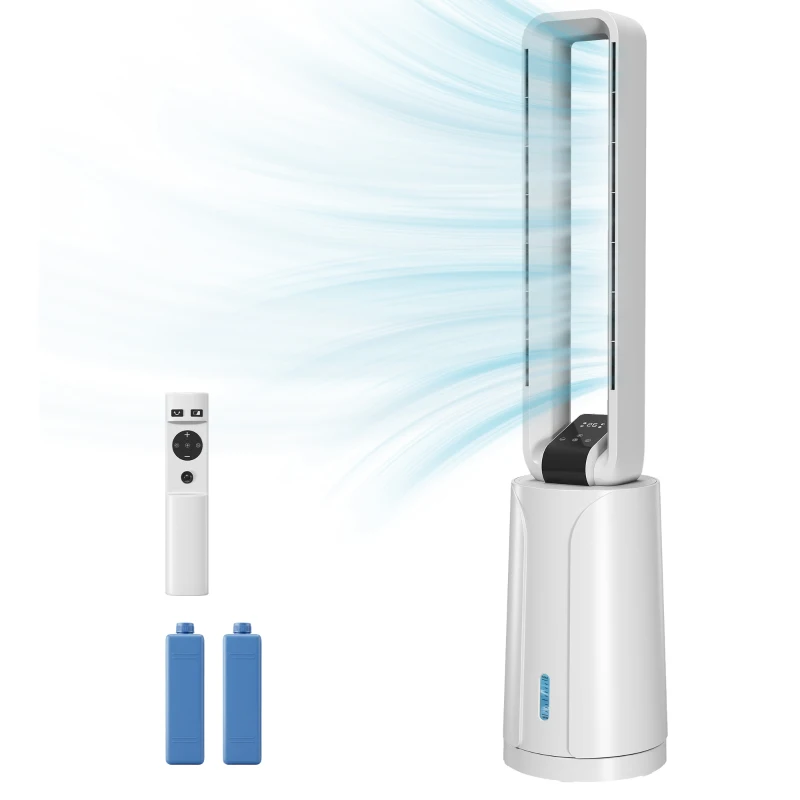 HOMCOM Raffrescatore Evaporativo con Timer 15H, 109.5 cm, Bianco