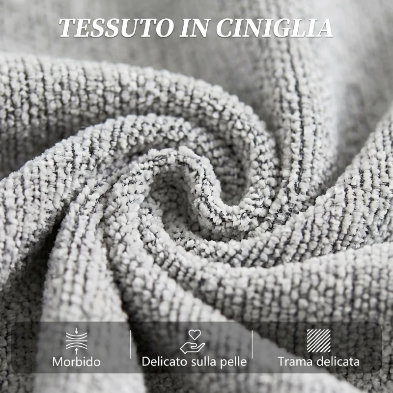 HOMCOM Divano Letto 2 Posti 2 in 1 con 2 Cuscini Sfoderabili, Braccioli e Seduta Imbottita, in Ciniglia, Grigio Chiaro