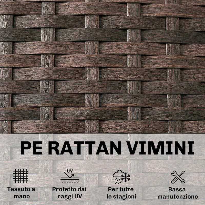Outsunny Lettino Prendisole da Giardino in Rattan Forma S con Cuscino a 5 Posizioni, 60x198x44cm, Marrone