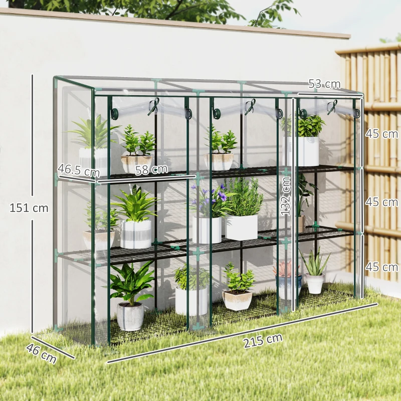 Outsunny 46 x 215cm Nine-Shelf Greenhouse