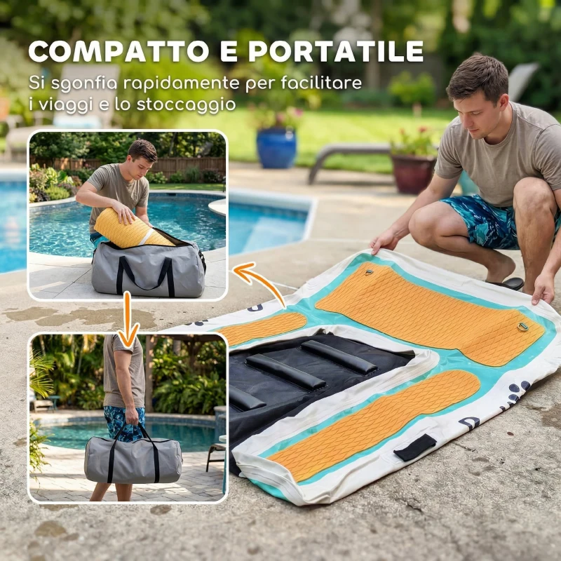 PawHut Rampa Gonfiabile per Cani con Struttura Antiscivolo in Plastica EVA e Rete, 151x102x15 cm, Arancione