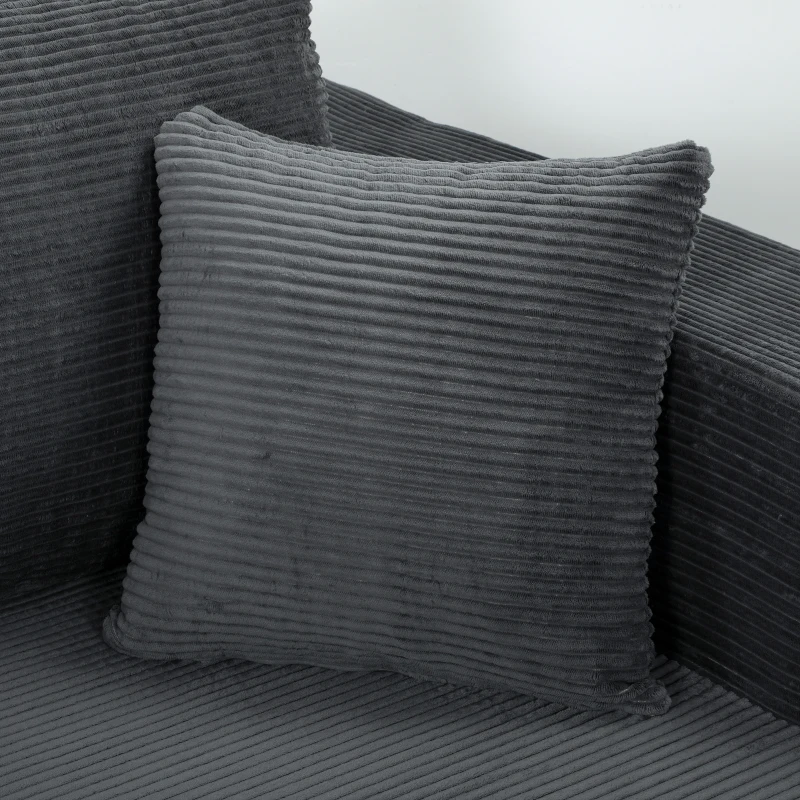 HOMCOM Sofá Modular en U 4 Plazas, 2 Chaise Longues, Sofá 2 Plazas, 6 Cojines, Sin Montaje, 369 x 152 x 78 cm, Gris